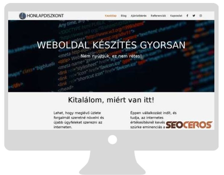 weboldal kinézete monitoron