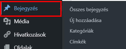 Blogbejegyzéseket a Bejegyzések menüben írhatsz